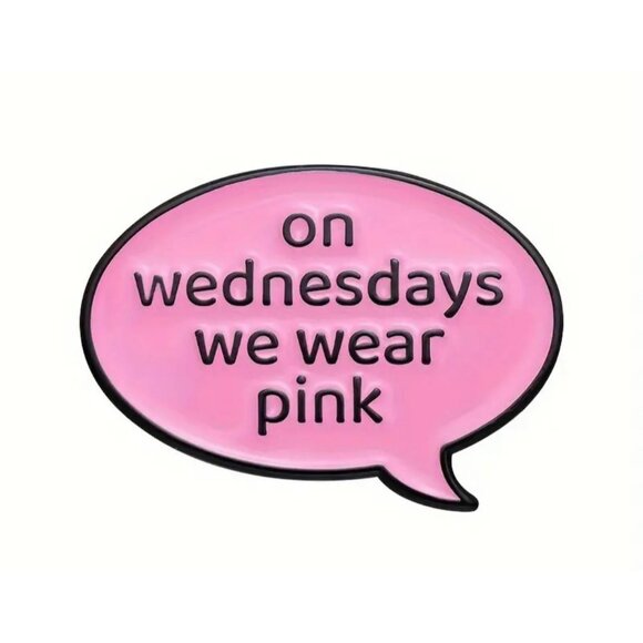 Mean Girls Enamel Pin Brooch Cartoon Pink "On Wednesday's..." Badges Jewelry - Picture 1 of 4